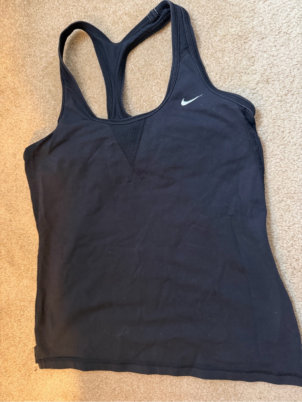 Nike Black Racerback Active Tank with White Swoosh